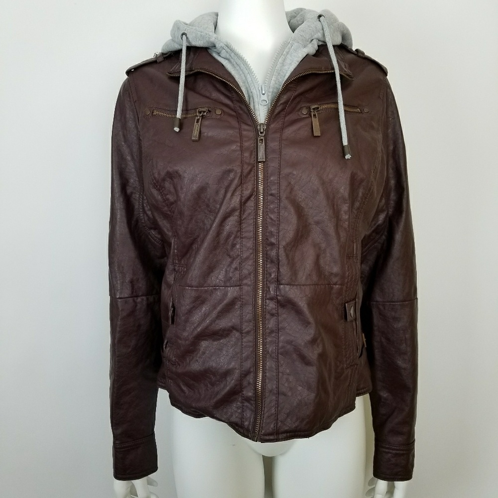 Jou Jou J2 Faux Leather Faux Fur Jacket Size L